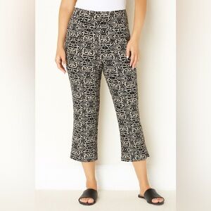 Lulu-B Pattern Cropped Pants 6 Brown & Cream